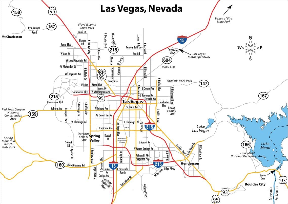 peta jalan Las Vegas